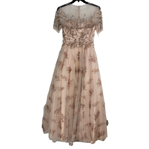 Mac Duggal $998 Size 8 Cap Sleeve Beaded Champagne Blush Pink 79317 Dress - Picture 3 of 14